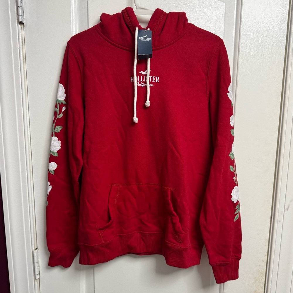 Red Hollister Flower sweater
